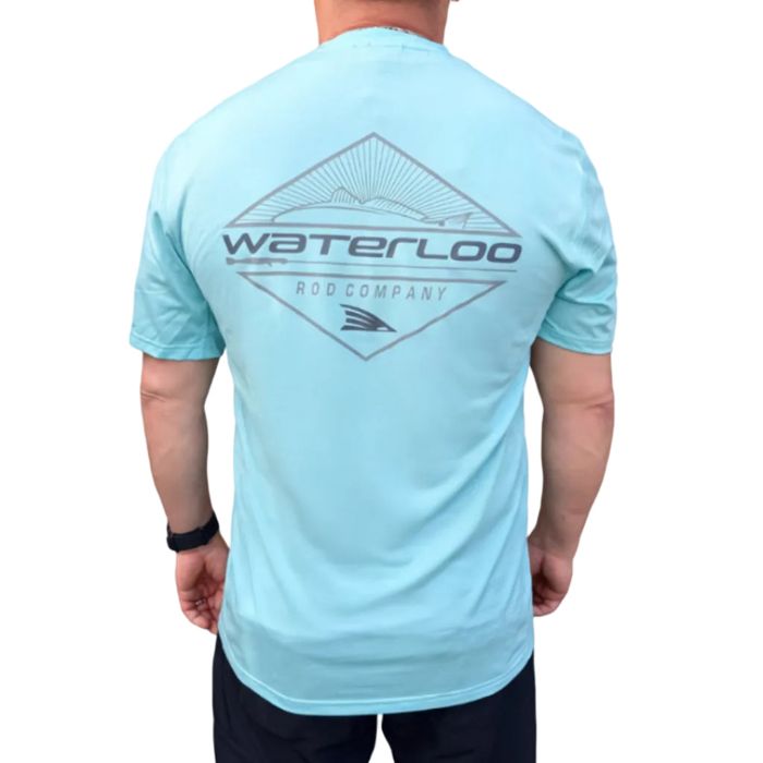 Рыболовная рубашка Aftco Air O Mesh Short Sleeve - Shoreline Blue - Waterloo Diamond Logo
