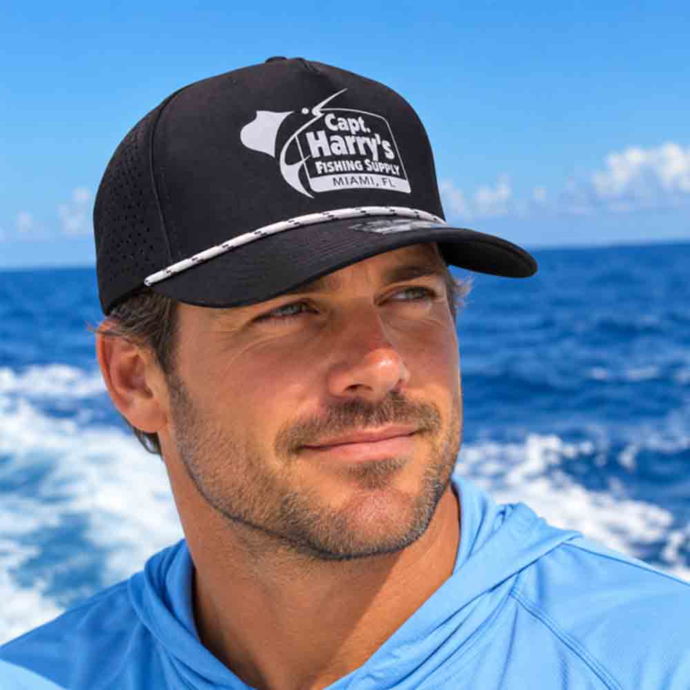 Головной убор Capt. Harry's Products Capt. Harry's Black 5 Panel Hat With Rope