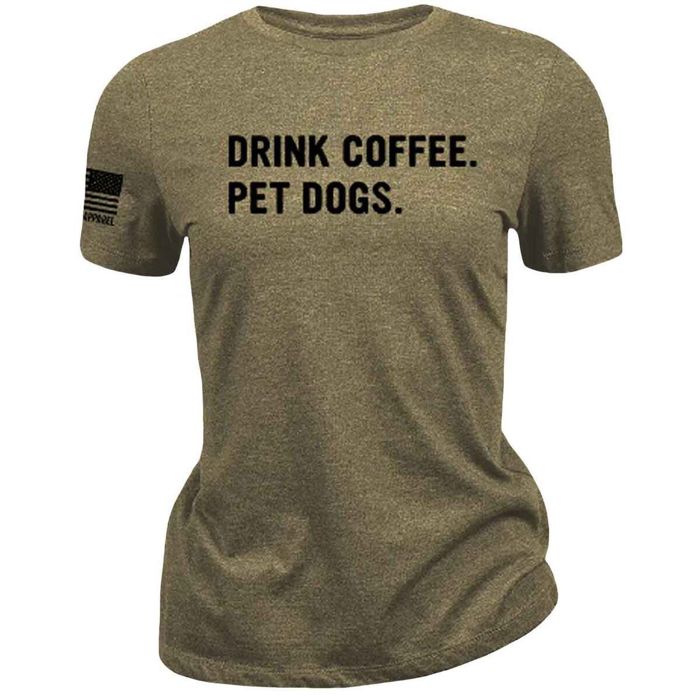 Рыболовная рубашка Nine Line Women's Drink Coffee. Pet Dogs. Short Sleeve Casual Shirt