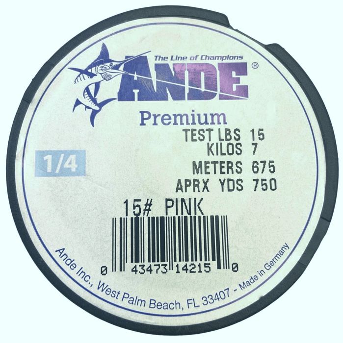 Монофильная леска Ande Premium Monofilament Line - 1/4lb Spool Pink
