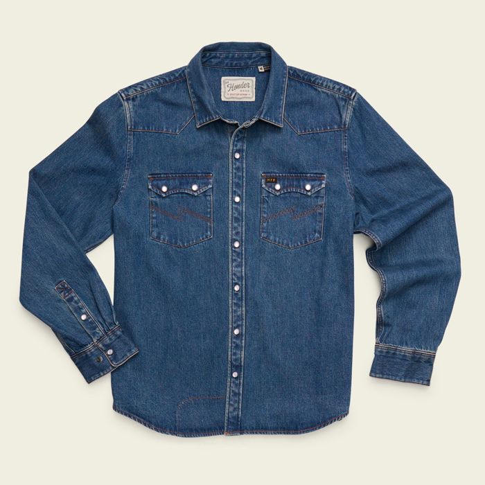Рыболовная рубашка Howler Bros Dust Up Denim Snapshirt ~ Bolan Classic Wash