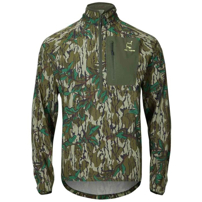 Рыболовная рубашка Ol' Tom Men's Mossy Oak Greenleaf Half Zip Spider Web Technology Long S