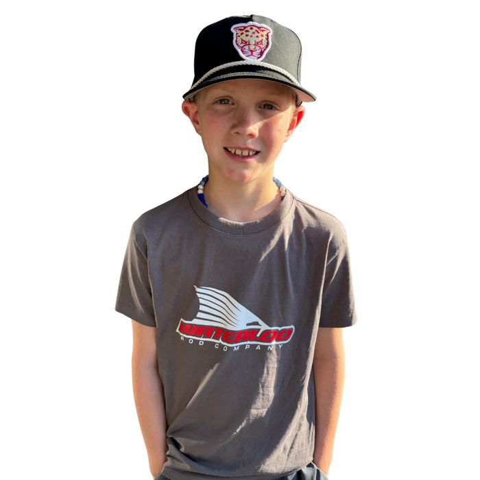 Рыболовная рубашка Waterloo Rods Youth Graphite Cotton T-Shirt - Tails Up logo