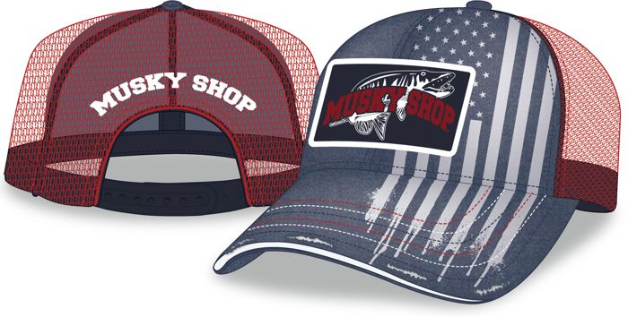 Головной убор Musky Shop Low Profile Red White Blue Trucker Mesh Patch Cap