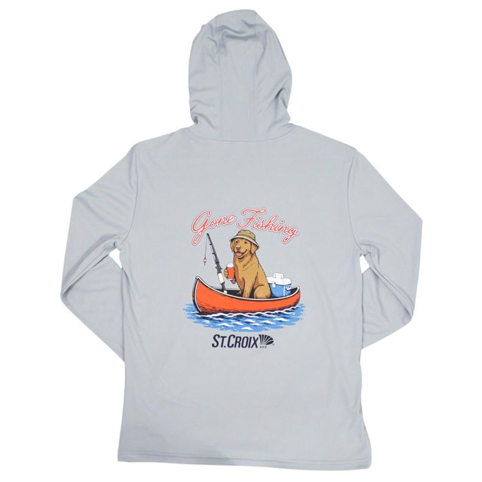 Рыболовная рубашка ATS St. Croix Youth Gone Fishing Dog Hooded Performance Long Sleeve