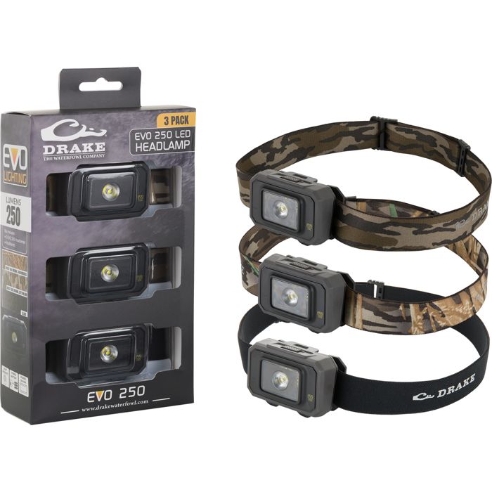 Охотничий камуфляж 3-Pack 250 Lumen Headlamps - Mossy Oak Original Shadow Grass/ Mossy Oak