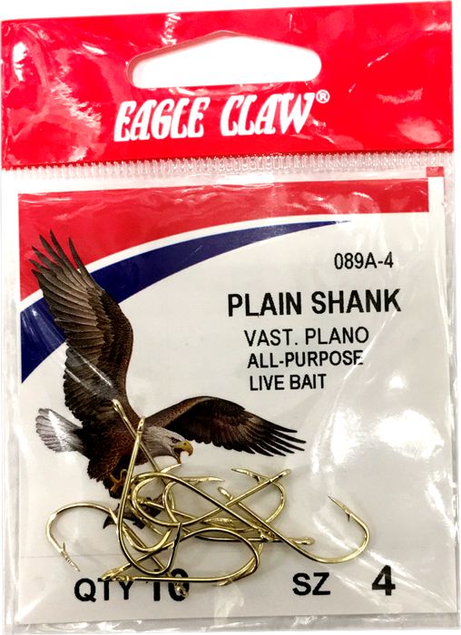 Крючки Eagle Claw 89A Plain Shank Gold Hook