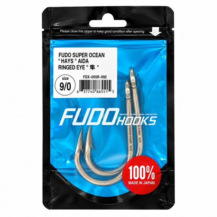 Крючки FUDO Super Ocean Hays Aida Ringed Eye Hooks, 9/0