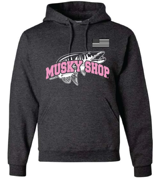 Рыболовная рубашка Musky Shop Jerzees NUBlend Black Heather Pink Hoodie