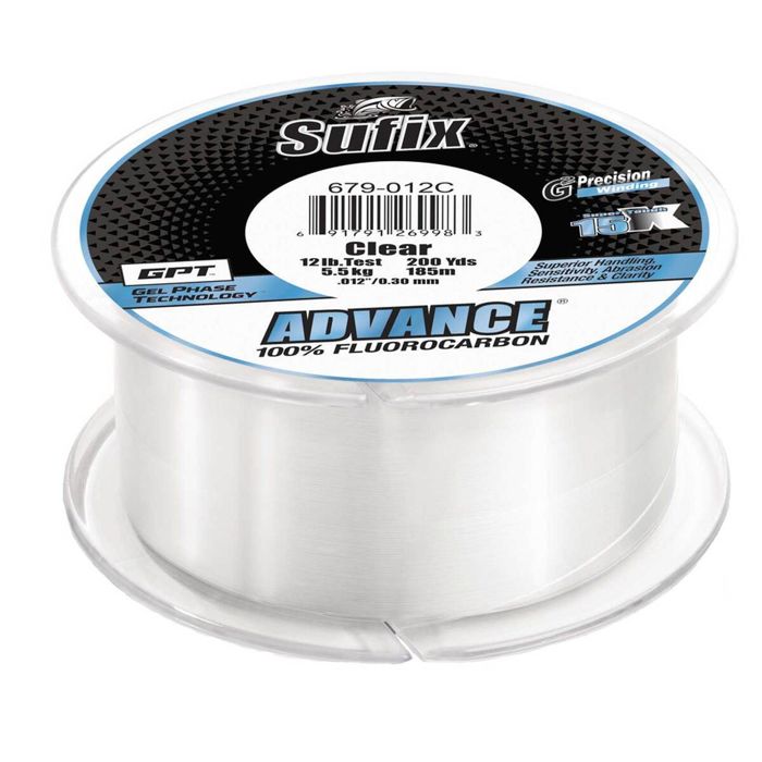 Флюорокарбоновая леска Sufix Advanced Fluorocarbon Fishing Line - Clear, 25lbs, 200yds