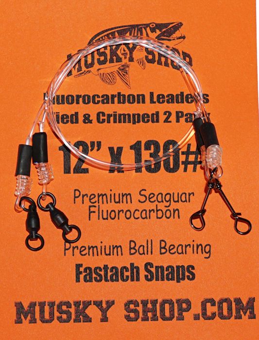Поводковый материал Musky Shop Fluorocarbon Leaders Fastach Snaps