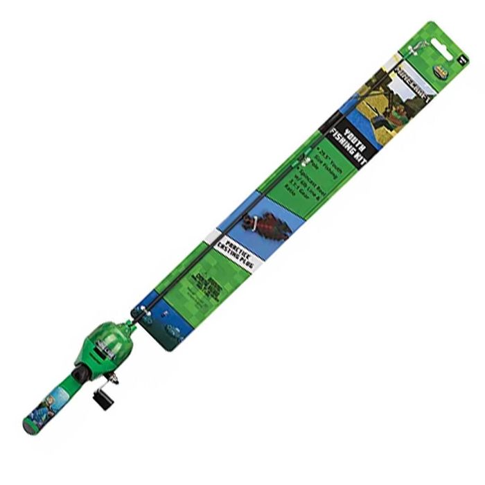Рыболовный комплект Kid Casters Minecraft Youth Fishing Spincast Rod and Reel Kit - 29.5in