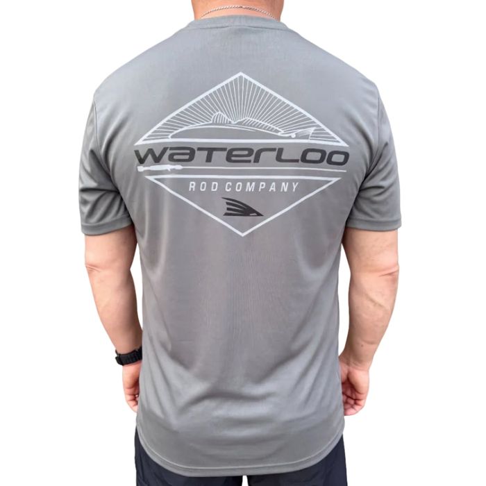 Рыболовная рубашка Aftco Air O Mesh Short Sleeve - Charcoal- Waterloo Diamond Logo