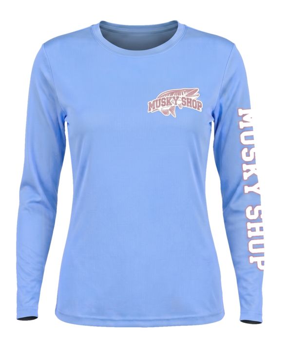 Рыболовная рубашка Musky Shop Ladies Blue Pink Long Sleeve Fishing T-Shirt