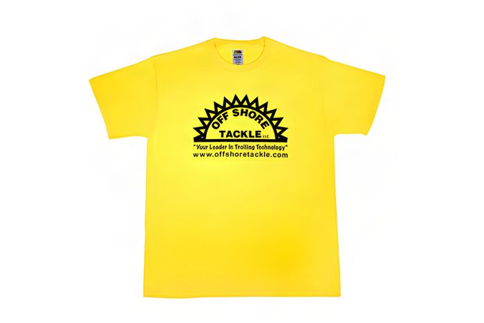 Рыболовная рубашка Off Shore Tackle Yellow Short Sleeve T Shirt With Black Silkscreen Logo