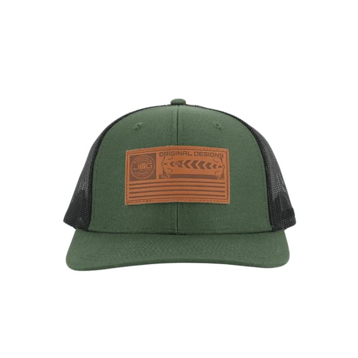 Головной убор JYG Pro Fishing JYG Pro Flag Leather Patch Trucker Green