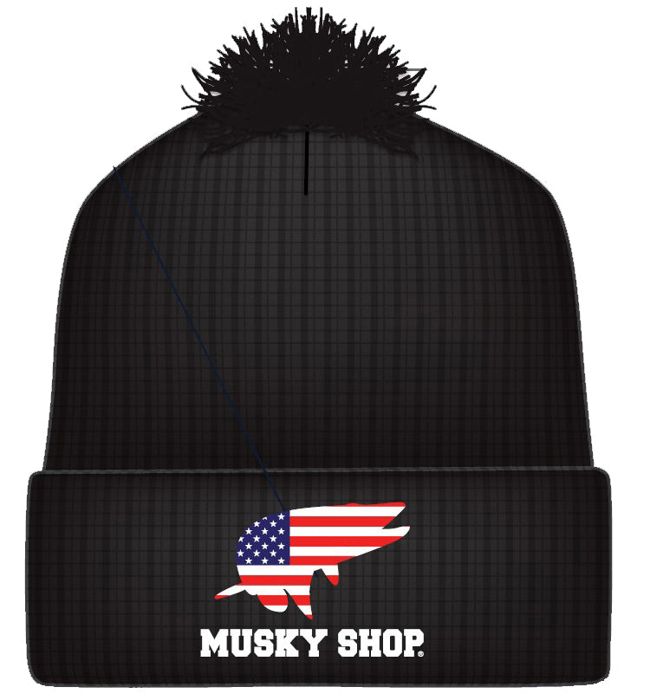 Головной убор Musky Shop Pom Beanie Black US Flag Logo