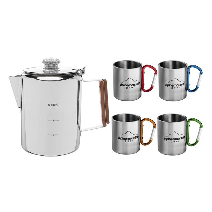 Походная посуда Caddis Sports Stainless Steel Coffee Set - Percolator and Mugs - 5 Piece S