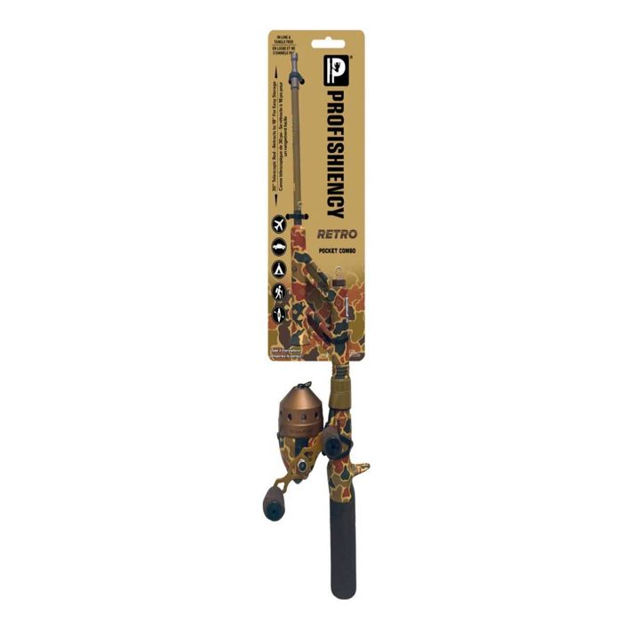 Рыболовный комплект Profishency Profishiency Retro Camo Pocket Spincast Combo - 30in, Ligh