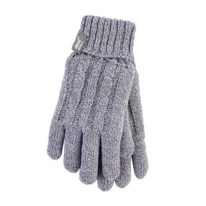 Перчатки Heat Holders Women's Cable Knit Gloves - Light Gray - L/XL