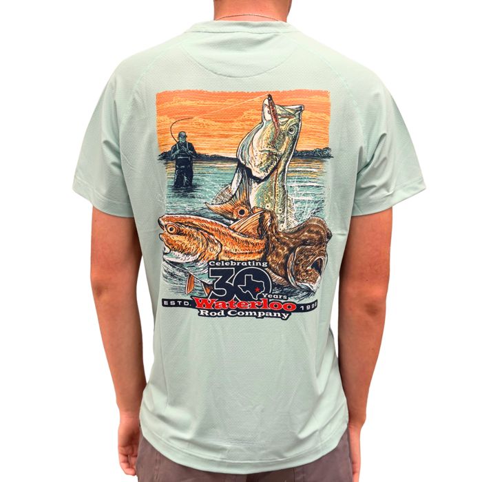 Рыболовная рубашка Waterloo Rods Waterloo Seafoam Sleeve Performance Shirt - Trio 30 Logo