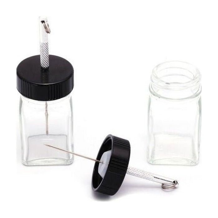 Инструмент для вязания мушек Hareline Empty Glass 1oz Glue Jar with Applicator Bodkin