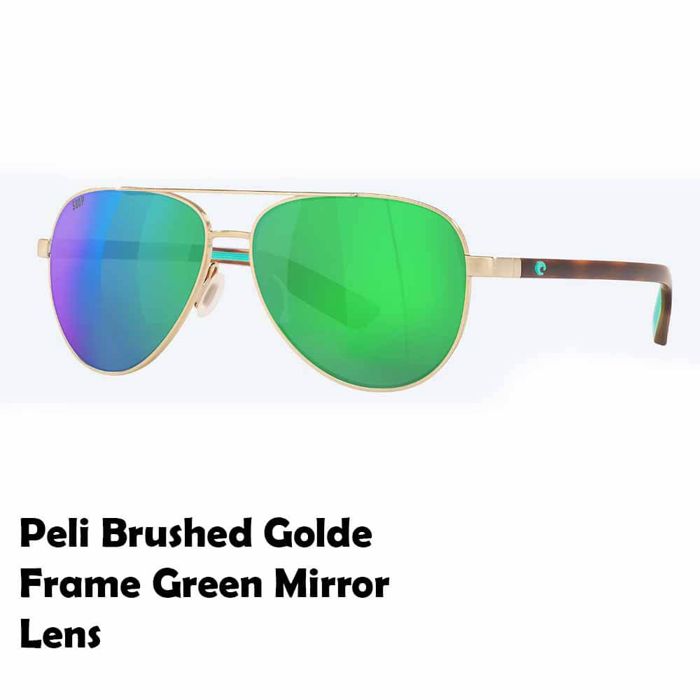 Поляризационные очки Costa Peli Brushed Gold Frame Sunglasses - 580P GREEN MIRROR
