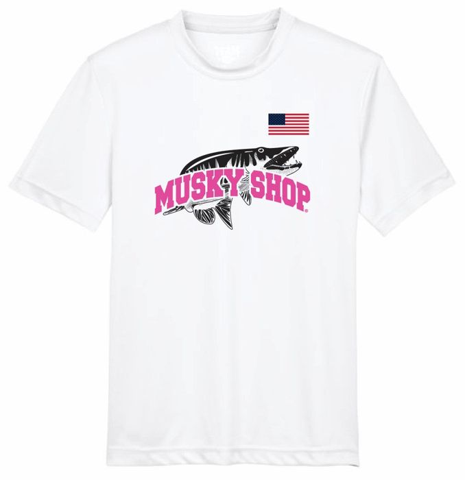 Рыболовная рубашка Musky Shop Youth T-Shirt Team 365 Performance White Pink
