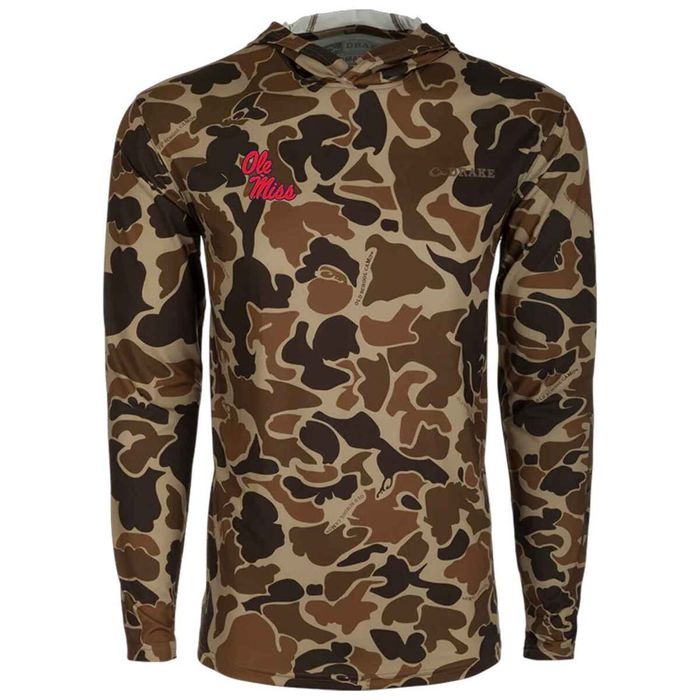 Рыболовная рубашка Drake Waterfowl Drake Men's Ole Miss Performance Hooded Long Sleeve Hun