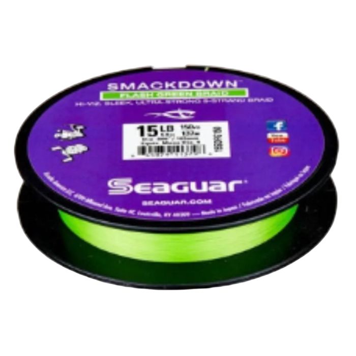 Плетёный шнур Seaguar Smackdown Hi-Vis Flash Green Braid 30lb 150yds