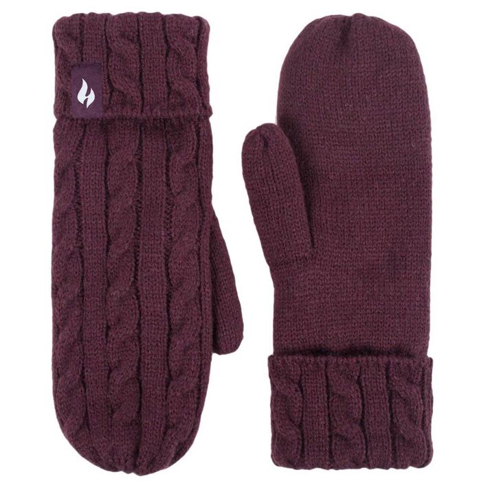 Перчатки Heat Holders Women's Jackie Cable Knit Mitt - Deep Wine - One Size Fits Most