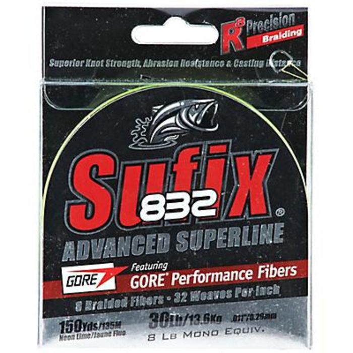 Плетёный шнур Sufix 832 Advanced Superline 30LB Braid Low-Vis Green