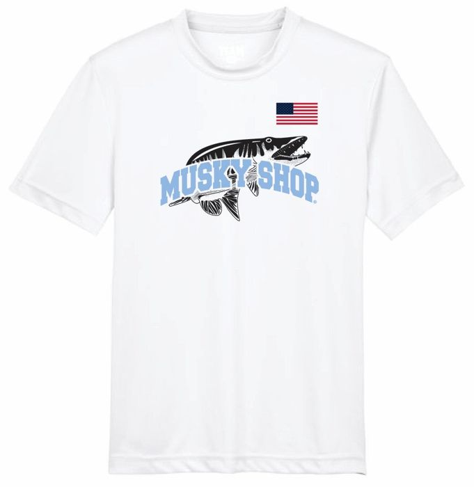 Рыболовная рубашка Musky Shop Youth T-Shirt Team 365 Performance White Blue