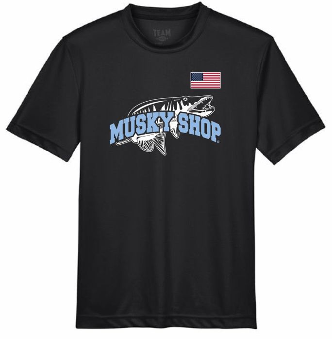 Рыболовная рубашка Musky Shop Youth T-Shirt Team 365 Performance Black Blue