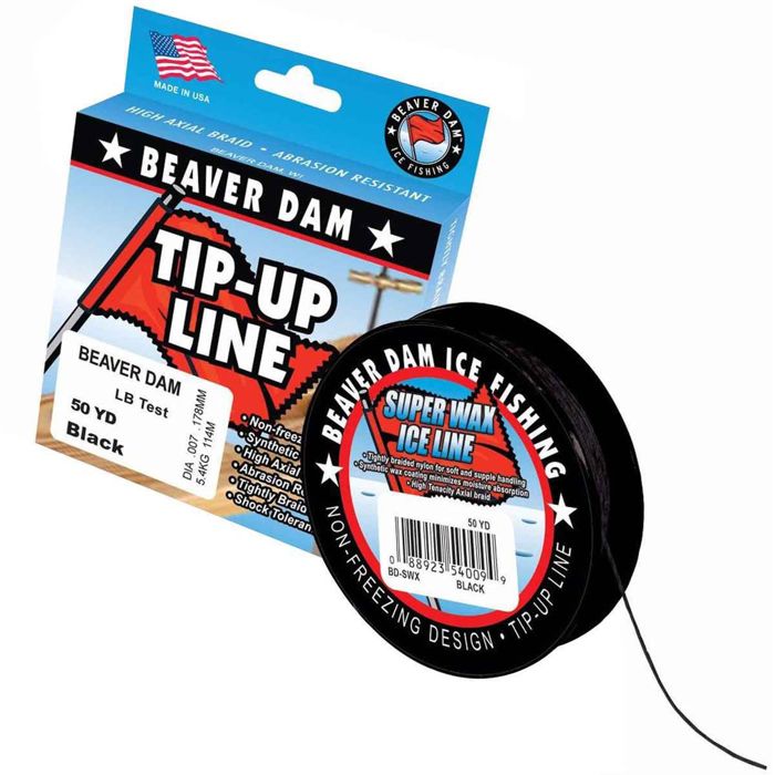 Аксессуар для зимней рыбалки Beaver Dam Super Wax Ice Fishing Tip-Up Line - Black, 25lb, 5