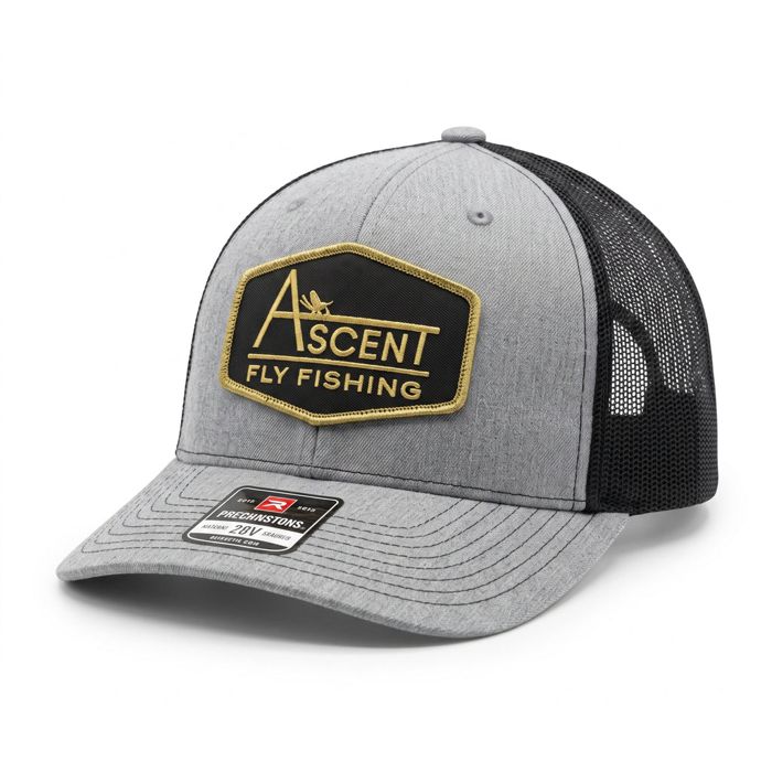 Головной убор Ascent Fly Fishing Gold Hexagon Patch Trucker Hat, Heather Grey/Black